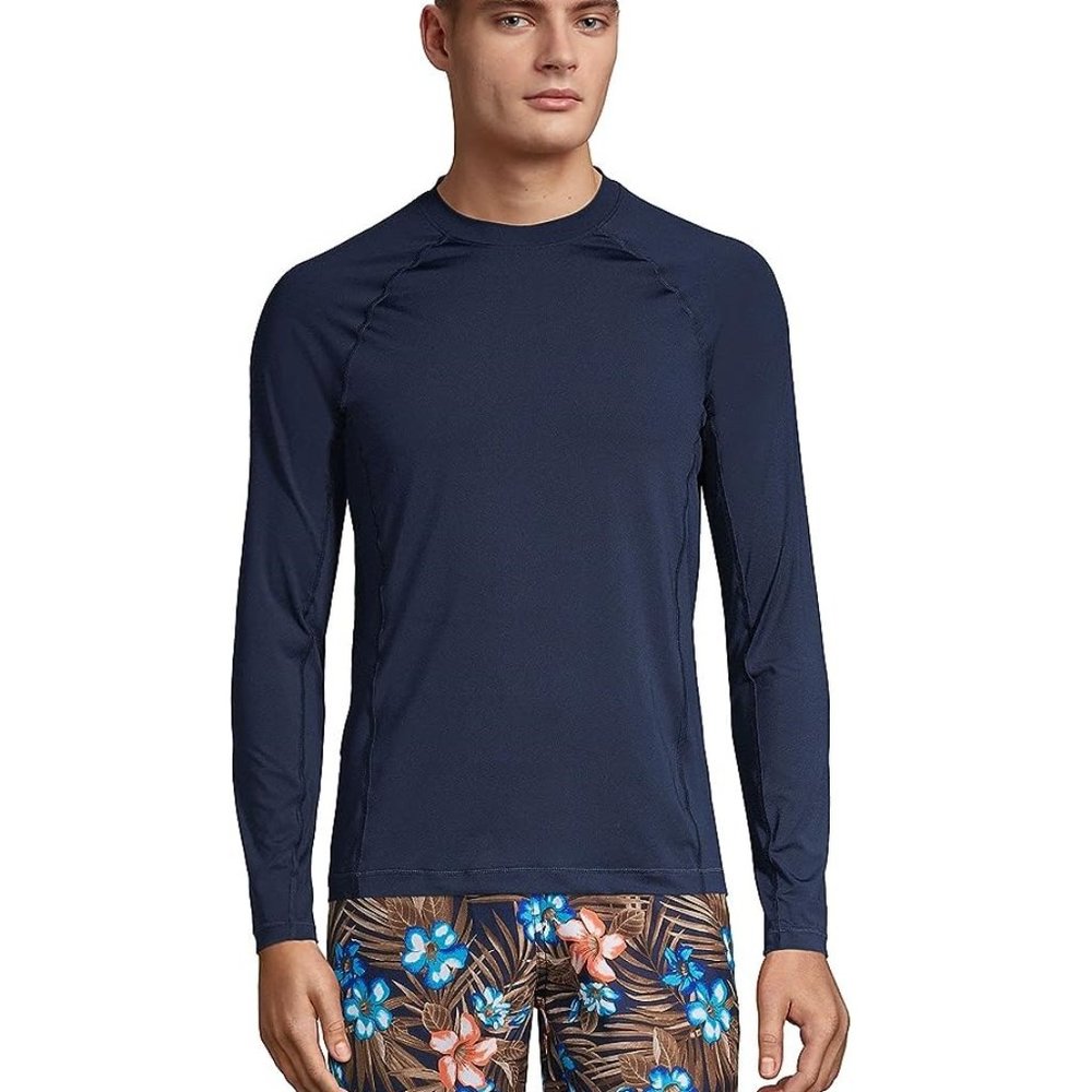 NWT Lands' End Men's Crew Neck Long Sleeve Rash Guard UPF 50 XL $60 FLE206